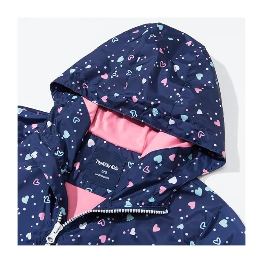 Wasserdichte Regenjacke für Mädchen, mit Kapuze, leichter Baumwollfutter, Regenmäntel für Kinder, 4–12 Jahre