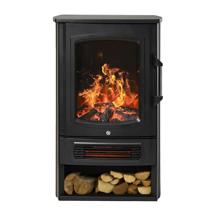 HOMCOM Elektrokamin mit Heizung LED Flammeneffekt 1000 W/2000 W Schwarz