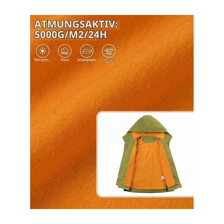 YOUNGSOUL Kinder Wind und Wasserdicht Regenjacke mit Farbblock