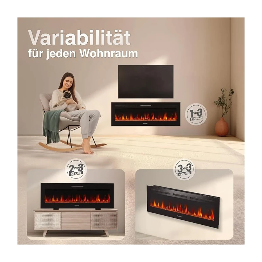KAMINIO® Marlon PRO 50 Elektrokamin mit Heizung [Stand, Einbau & Wand]