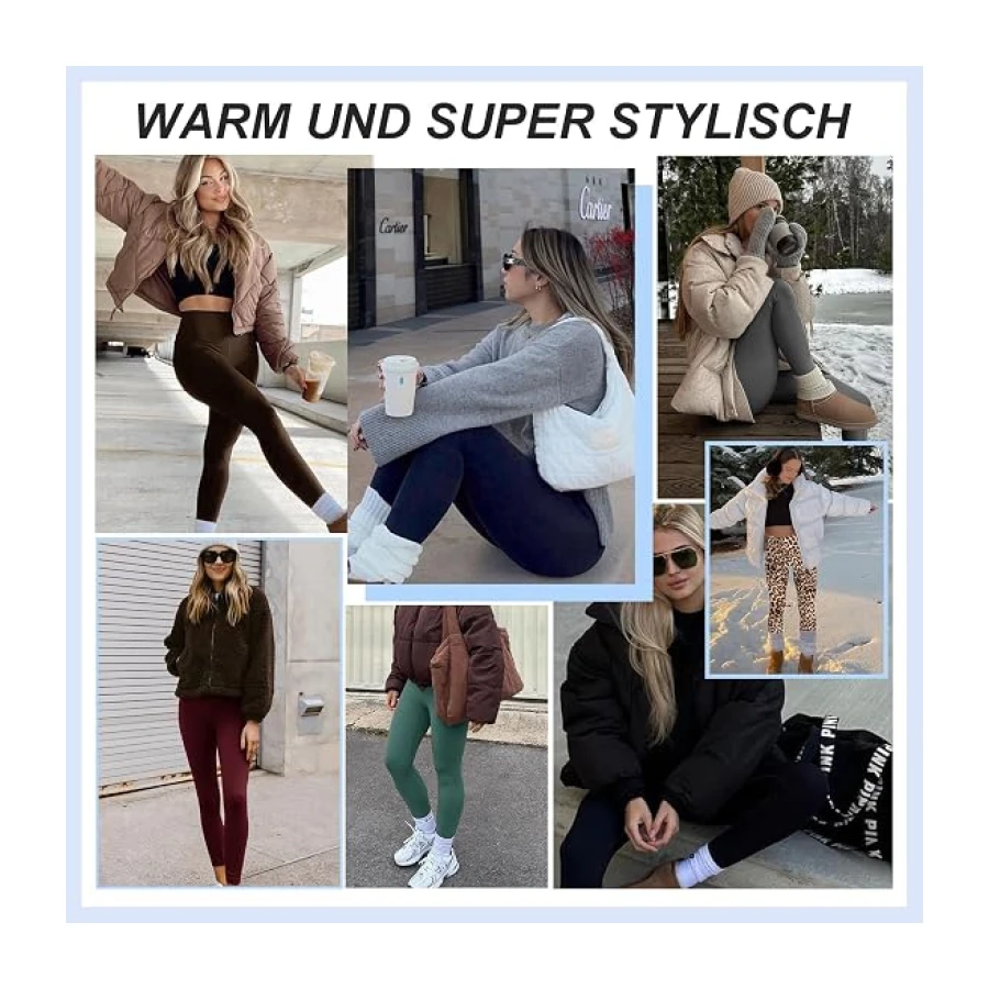 AMIYOYO Thermo Leggings Damen High Waist Mit Fleece