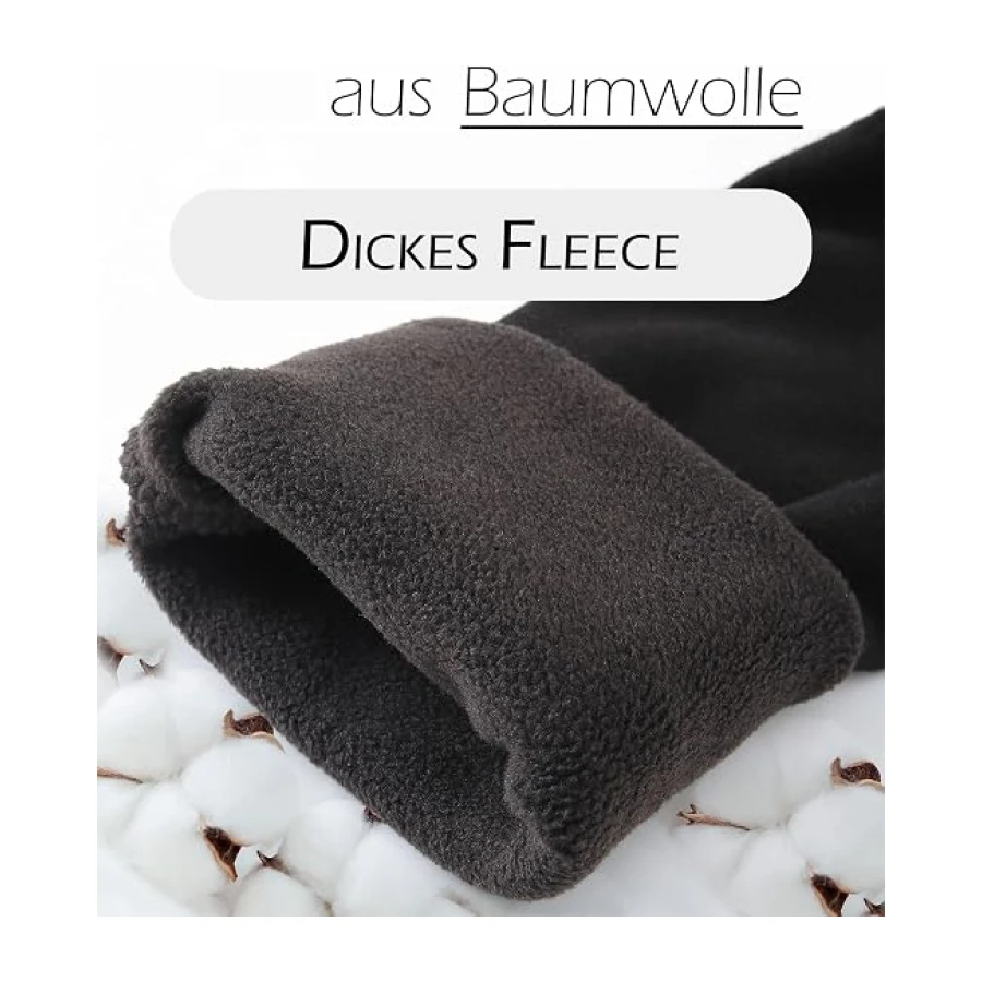 Gefütterte Thermounterhose aus Baumwolle - Extra Warme Herren Thermo Unterhosen - Lange Winter Skiunterwäsche mit Fleece