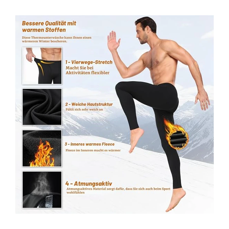 Thermo Unterhose Herren Lange Leggings Thermounterwäsche Thermounterhose