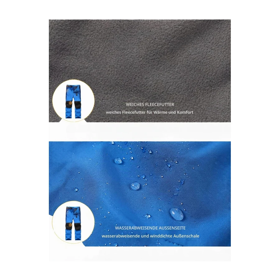 Echinodon Kinder Softshellhose mit Fleecefütterung Hose Wasserabweisend Winddicht Atmungsaktiv Warm Funktionshose Skihose Regenhose Jungen Mädchen Sporthose Wanderhose
