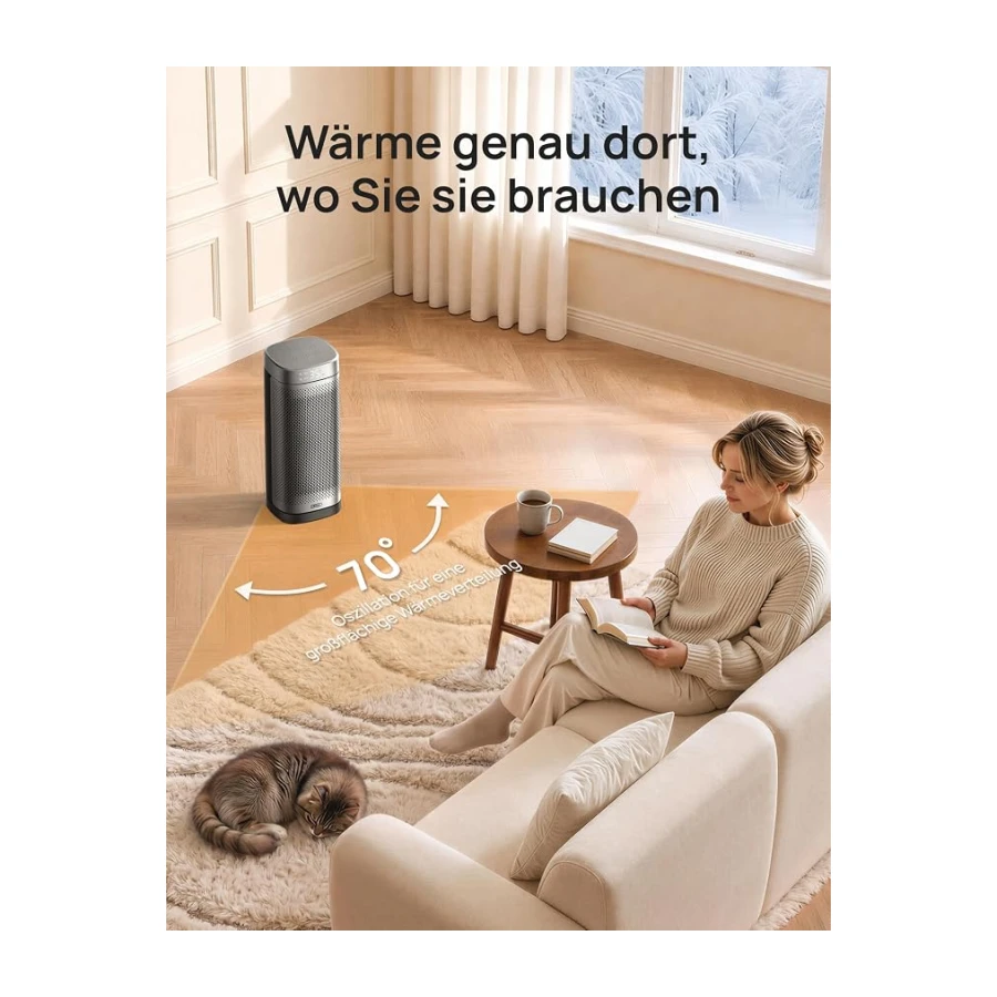Dreo 16 Inch Electric Heater, Energy Efficient Space Heaters with Thermostat, 70° Oscillating Remote Control 3 Mode Tip-over & Overheat Protection, Silent Ceramic Fan Heater for Home