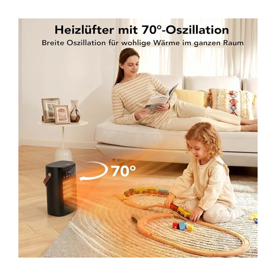 ROTTOGOON Heizlüfter Energiesparend, 1500W PTC Keramik Heizlüfter Leise