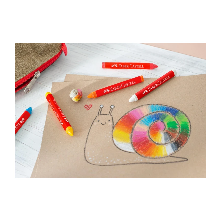 FABER-CASTELL - Dreikant Wachsmalstifte, 12 Farben