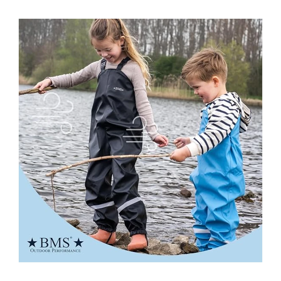 BMS® Regenhose für Kinder mit Latz, ideale Matschhose und Buddelhose