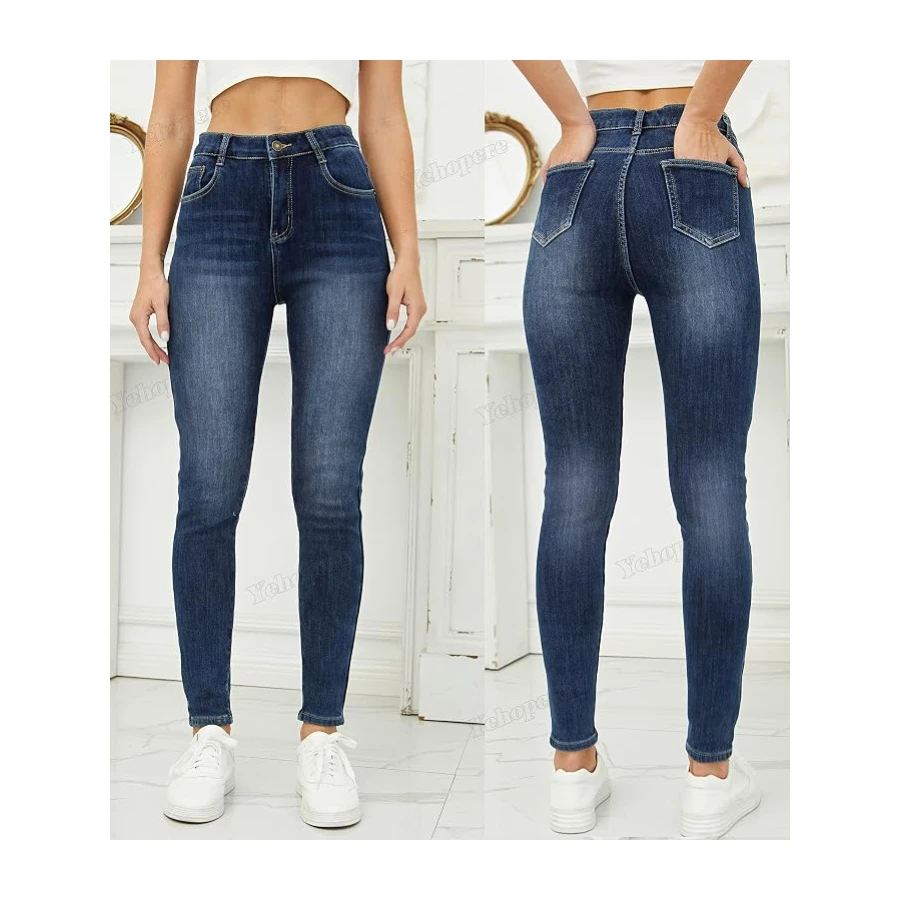 Yehopere Damen Winter Fleece Gef¨¹ttert Jeans Slim Fit Warm Skinny High Waist Denim Jeans