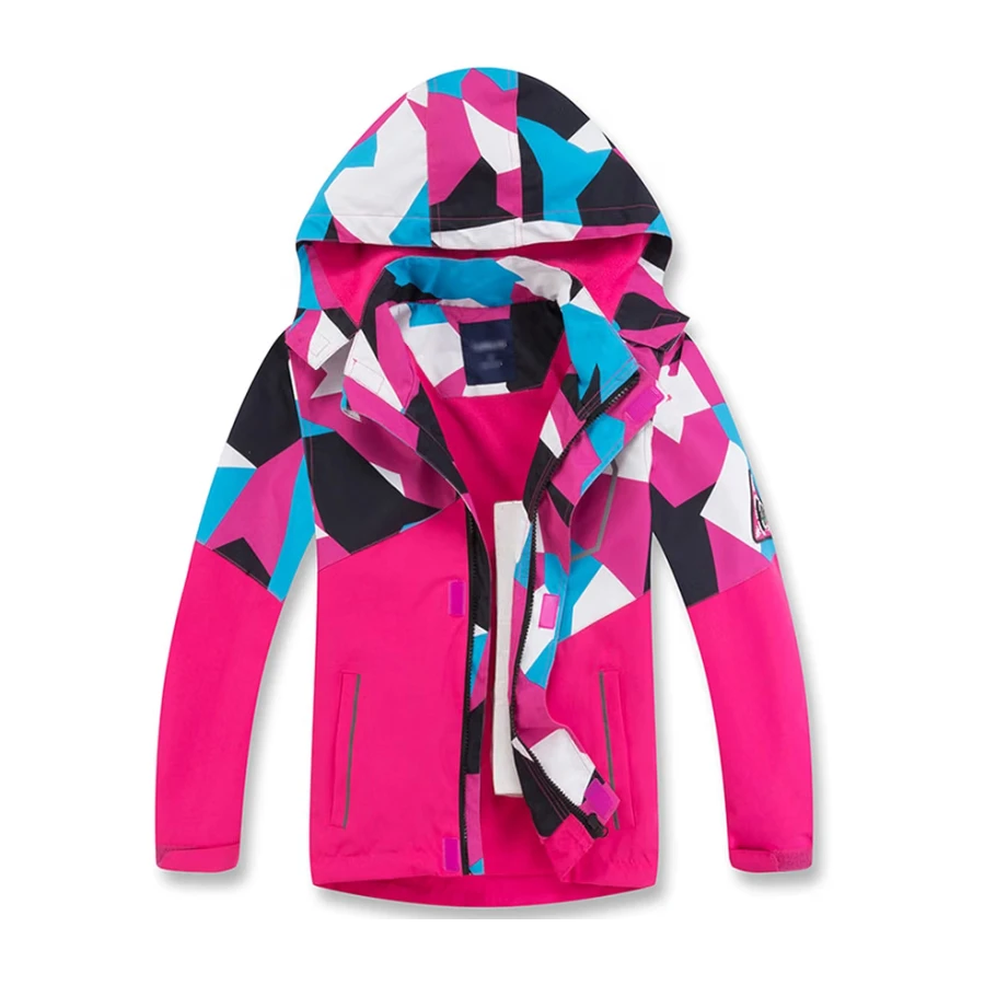 Kinder Gefütterte Regenjacke Jungen Camouflage Wasserdicht Jacke Leichte Übergangsjacke mit Abziehbar Kapuze