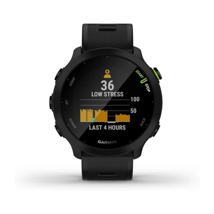Garmin Forerunner 55, Reloj inteligente para running con GPS, Planes de entrenamiento, Notificaciones y seguimiento del bienestar, Color Negro