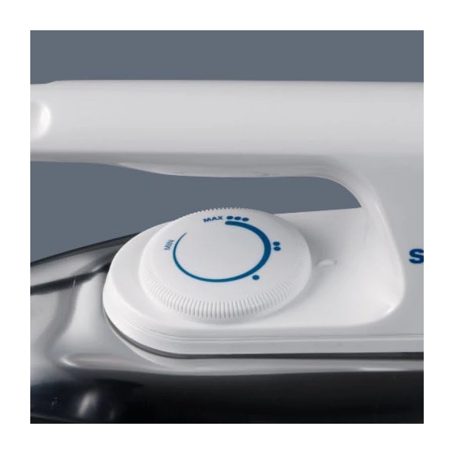 SEVERIN Plancha de mano sin vapor con suela de aluminio pulido y regulación continua de la temperatura, Mini plancha ligera de 600 g con protección contra dobleces del cable, blanca, BA 3211