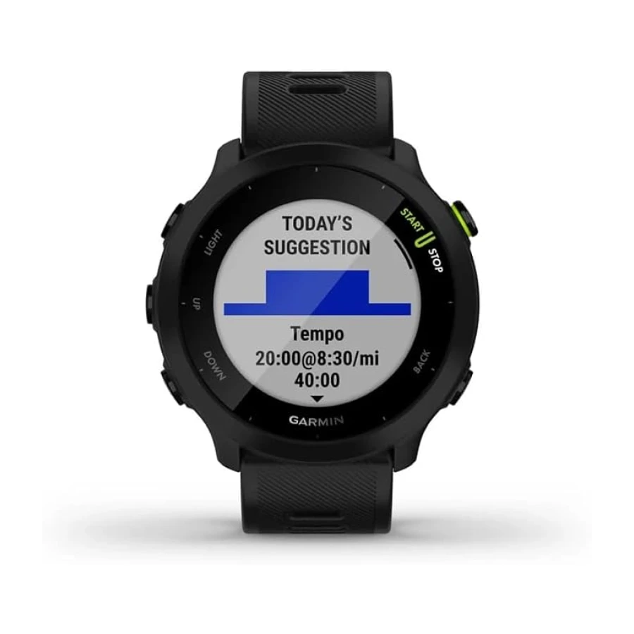 Garmin Forerunner 55, Reloj inteligente para running con GPS, Planes de entrenamiento, Notificaciones y seguimiento del bienestar, Color Negro