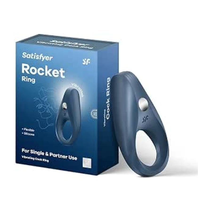 Satisfyer Rocket Cock-Ring | Anillo Vibrador para Pene | 10 Modos | IPX7 | Anillo para el pene con 10 modos de vibración | Silicona elástica | Recargable e impermeable | Para hombres y parejas
