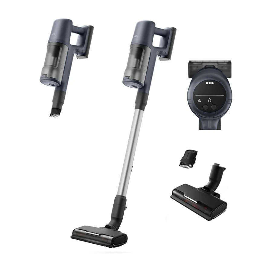AEG Aspiradora Sin Cable AP61CB21DB, 21.6 V, Autonomía 40 min, Capacidad 0,5 L, Aspirador Escoba Vertical, Cepillo con Luces LED, Boquilla Multi-Superficies, Azul