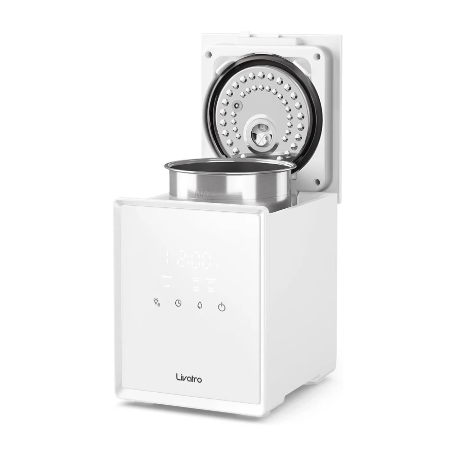 Livatro Humidificador de Aire 3L Top-Fill, Humidificador de Vapor Caliente de Acero Inoxidable, Reduce el 99,97% de las Bacterias,Temporizador y Modo Sueño,para Bebés,Oficina, Dormitorio,Sala de Estar