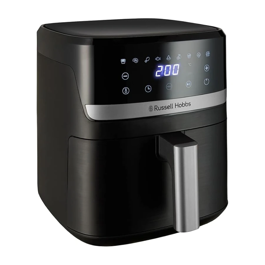 Russell Hobbs Freidora de Aire, Air Fryer, Airfryer, Freidora sin Aceite 5,5 litros, [9 programas, Compacta] Satisfry (Táctil, Horno, Grill, Asar, Antiadherente, Sin BPA, lavavajillas) 27621-56