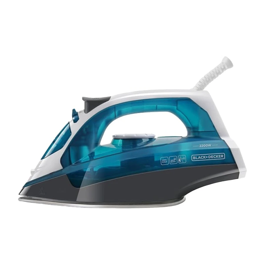 BLACK+DECKER - Plancha de Vapor 2200W | Antical | Golpe Vapor 120g/min | Vapor Vertical | Vapor Contínuo 30g/min | Suela Acero Inoxidable | Antigoteo | Azul
