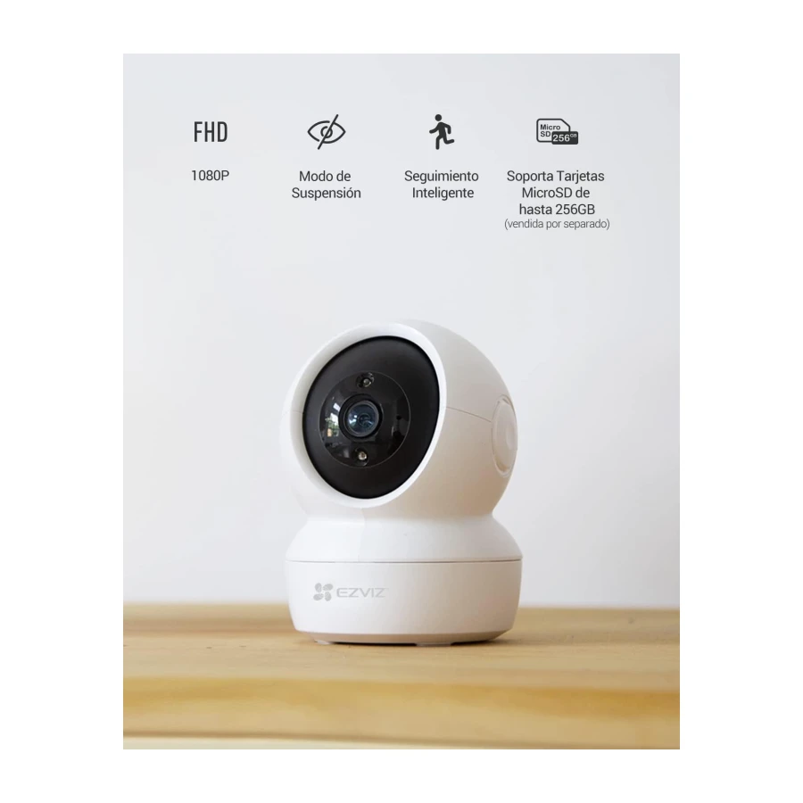 EZVIZ Kit de 2 Cámaras Vigilancia WiFi Interior 360º, C6N Camara Vigilancia Bebe 1080P, Visión Nocturna, Audio Bidireccional, Detección de Movimiento, Control Remoto, Blanco