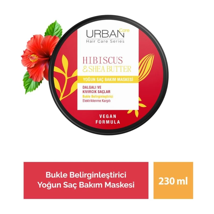 URBAN Care Twisted Curls Hibiscus & Shea Butter Kıvırcık ve Dalgalı Saçlara Özel Yoğun Saç Bakım Maskesi 230 ml- Vegan