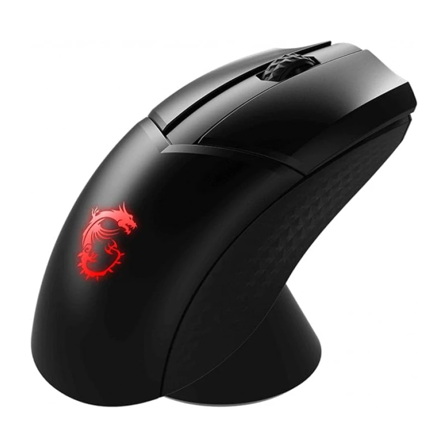 MSI Clutch GM41 - Ratón inalámbrico Ligero para Juegos y Base de Carga, 20.000 dpi, interruptores Omron de 60 m, batería de Carga rápida de 80 Horas, luz mística RGB, 6 Botones programables, PC/Mac