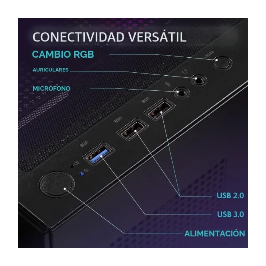 Vibox I-96 PC Gaming Completo • Monitor 22" • AMD Ryzen 3 3200G 4 Cores • Radeon Vega 8 • 8GB RAM • 480GB SSD • Linux OS • WiFi