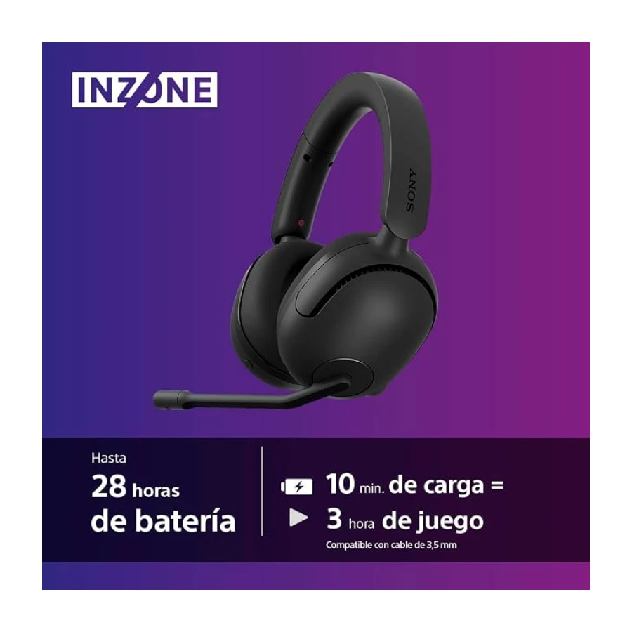 Sony INZONE H5 - Auriculares inalámbricos para Juegos, Sonido 360 Espacial para Juegos, Asiento cómodo, 28 Horas de duración de la batería, Baja latencia, micrófono Compatible con AI, PC y PS5