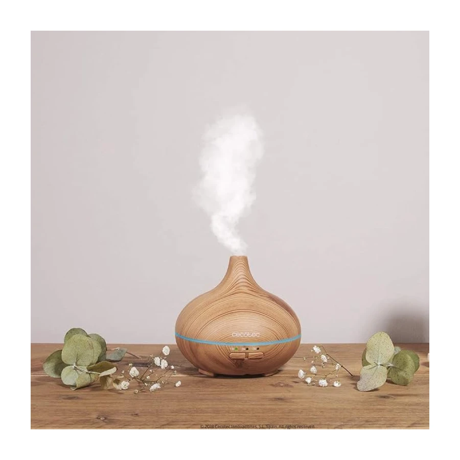 Cecotec Humidificador Ultrasónico y Difusor de Aromas con Temporizador Pure Aroma 150 Yang. Capacidad 150 ml, Temporizador 3 Horas, 7 Colores led, Función aromaterapia, Ultra silencioso