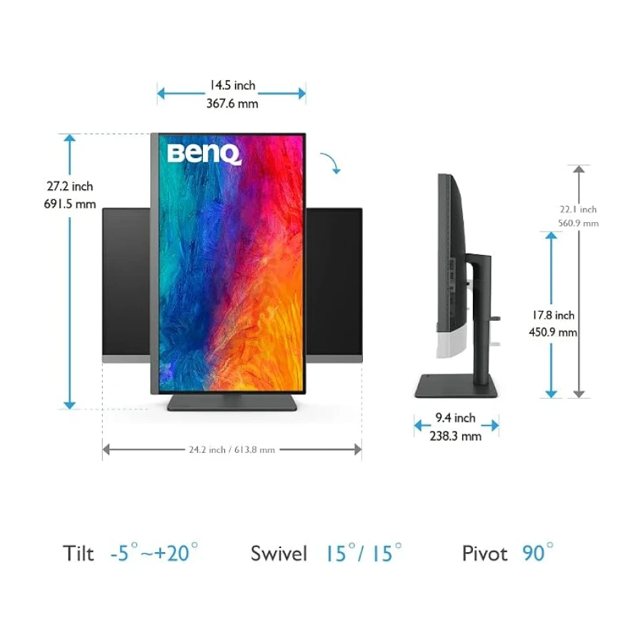 BenQ Creative Pro PD2706U Monitor 4K de 27 Pulgadas, USB-C de 90 W, UHD, P3, DisplayHDR 400, Panel IPS, calibrado fábrica, DualView, Darkroom, Animación, CAD/CAM, ePaper, Hotkey Puck G2 y KVM