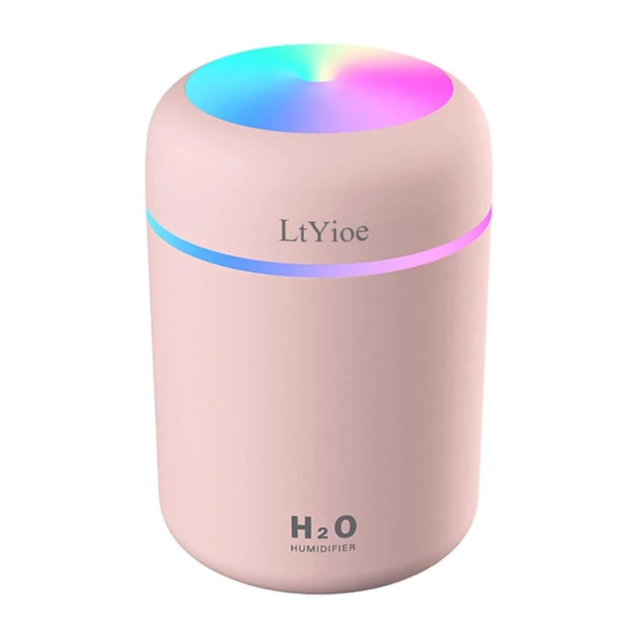 LtYioe Mini humidificador portátil para dormitorio, humidificador de aire personal de escritorio con luz colorida para ciclismo, 2 modos de niebla y apagado automático, súper silencioso para oficina