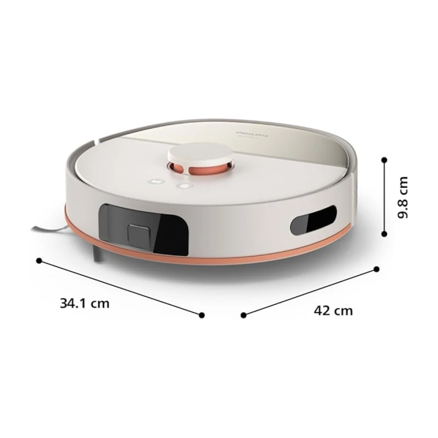 Philips HomeRun 5000 Serisi Robot Elektrikli Süpürge, Çift Döner Mop, Süpürme ve Paspas, 10.000Pa Emiş Gücü, Lazer Çizgi Navigasyon, HomeRun Uygulaması, İpek Beji (XU5000/20)