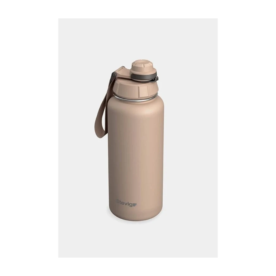 1 Hand Leak-Proof Sızdırmaz Çelik Termos 1000 Ml Lıght Brown ST-217