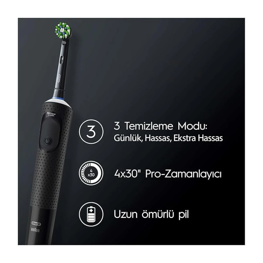 Oral-B Şarjlı/Elektrikli Diş Fırçası Vitality Pro Siyah Koruma ve Temizlik