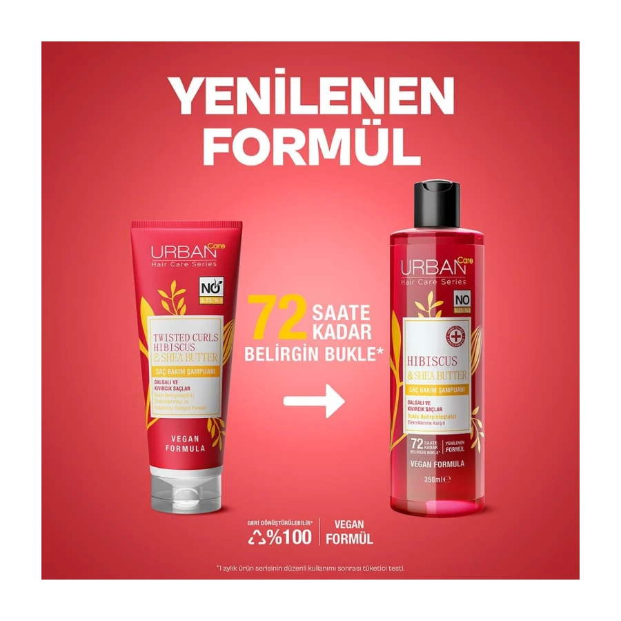 Urban Care Hibiscus & Shea Butter Bukle Belirginleştirici Saç Bakım Şampuanı, 350 Mililitre, Vegan