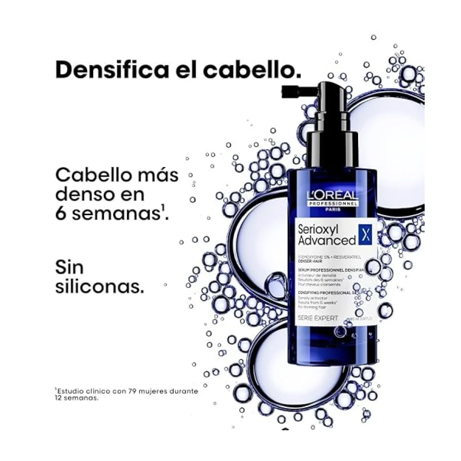 L’Oréal Professionnel Activador de Densidad Enriquecido con Activos Dermatológicos para Cabello Fino y con Poca Densidad, Serioxyl Advanced, 90 ml