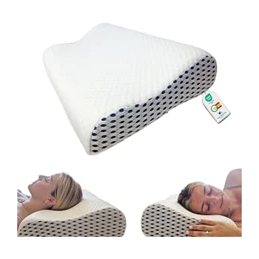Almohada Viscoelastica Cervical con Doble Altura Ergonomica para Dormir con Funda Lavable Aloe Vera Alivio Dolor Cuello y Hombros Postura Correcta Suave Firme Higienica Adaptable