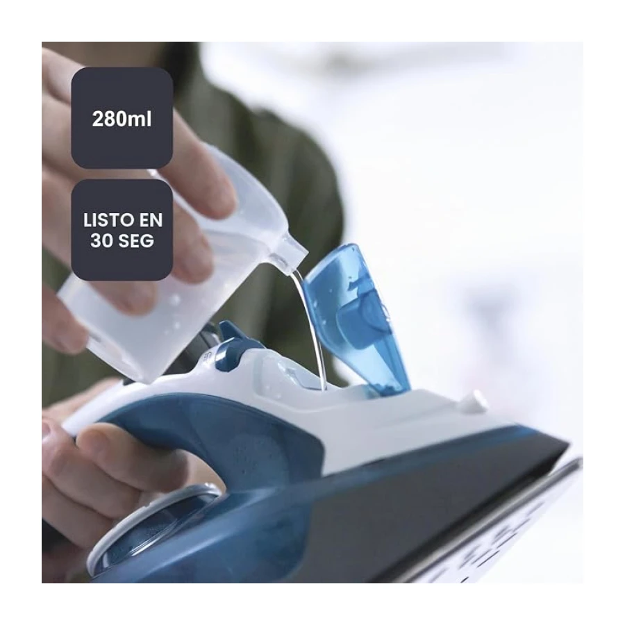 BLACK+DECKER - Plancha de Vapor 2200W | Antical | Golpe Vapor 120g/min | Vapor Vertical | Vapor Contínuo 30g/min | Suela Acero Inoxidable | Antigoteo | Azul