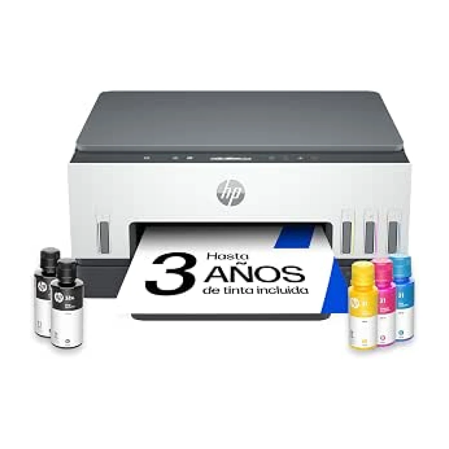 HP Smart Tank 6005, Impresora A4 Multifunción a Color, Inyección de Tinta, Wi-Fi de Doble Banda, Impresión automática a Doble Cara, Escáner, Copiadora, Smart App, Tinta incluida hasta 3 años