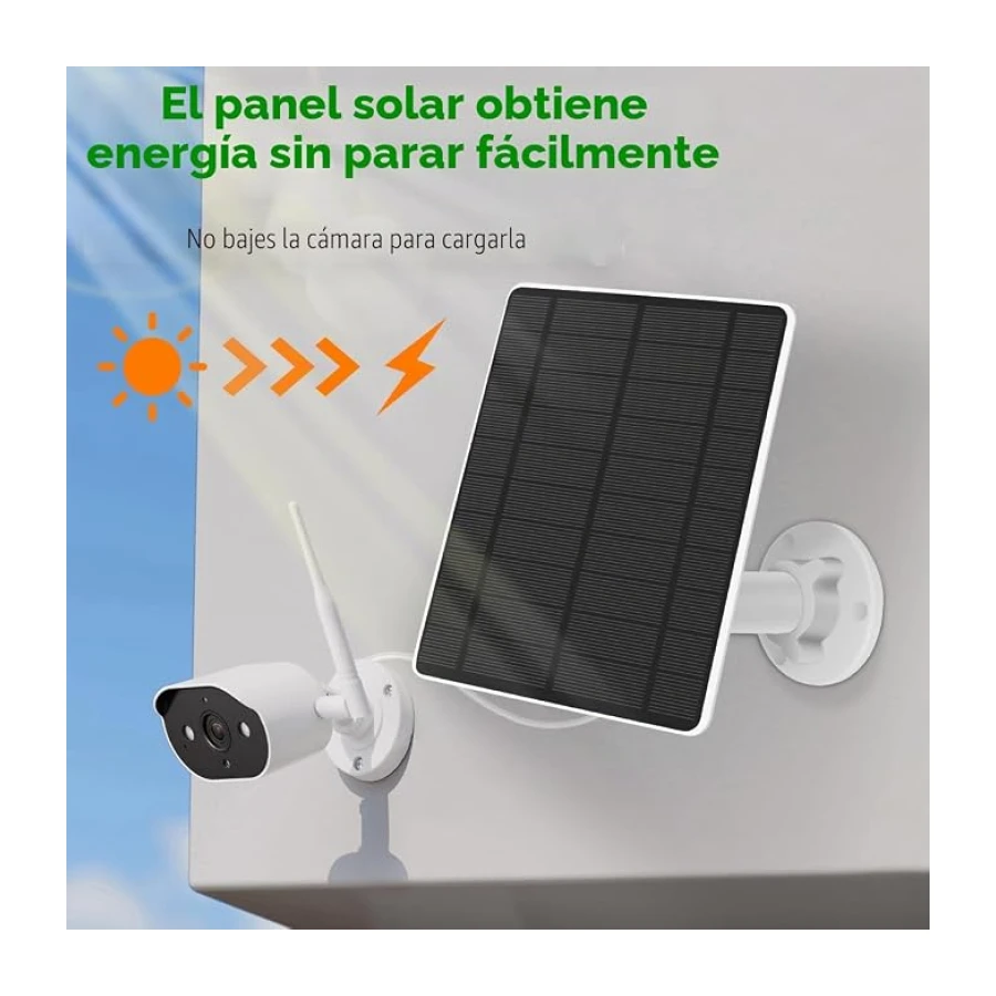 Panel Solar para Cámara de Seguridad 5W, con Micro USB y Puerto USB-C