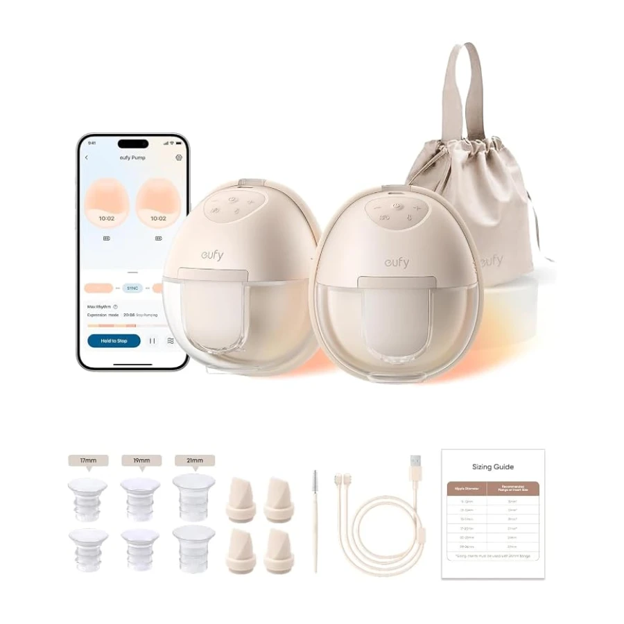 eufy S1 | sacaleches con tecnología HeatFlow™, OptiRhythm™ controlado por app, succión de grado hospitalario, a prueba de fugas