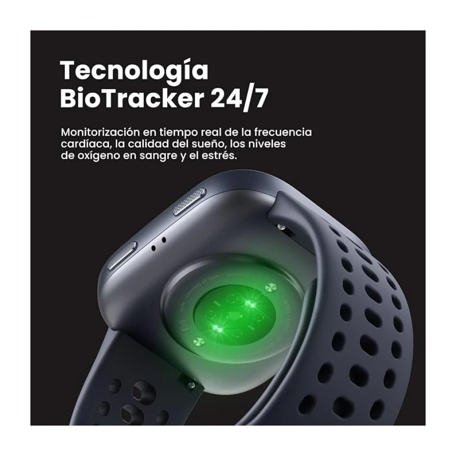 Amazfit Bip 6 Reloj inteligente 46 mm, batería de 14 días, pantalla AMOLED 1,97", GPS, mapas, IA, llamadas y mensajes de texto por Bluetooth, rastreador sueño,140+ modos de entrenamiento,5 ATM, Piedra