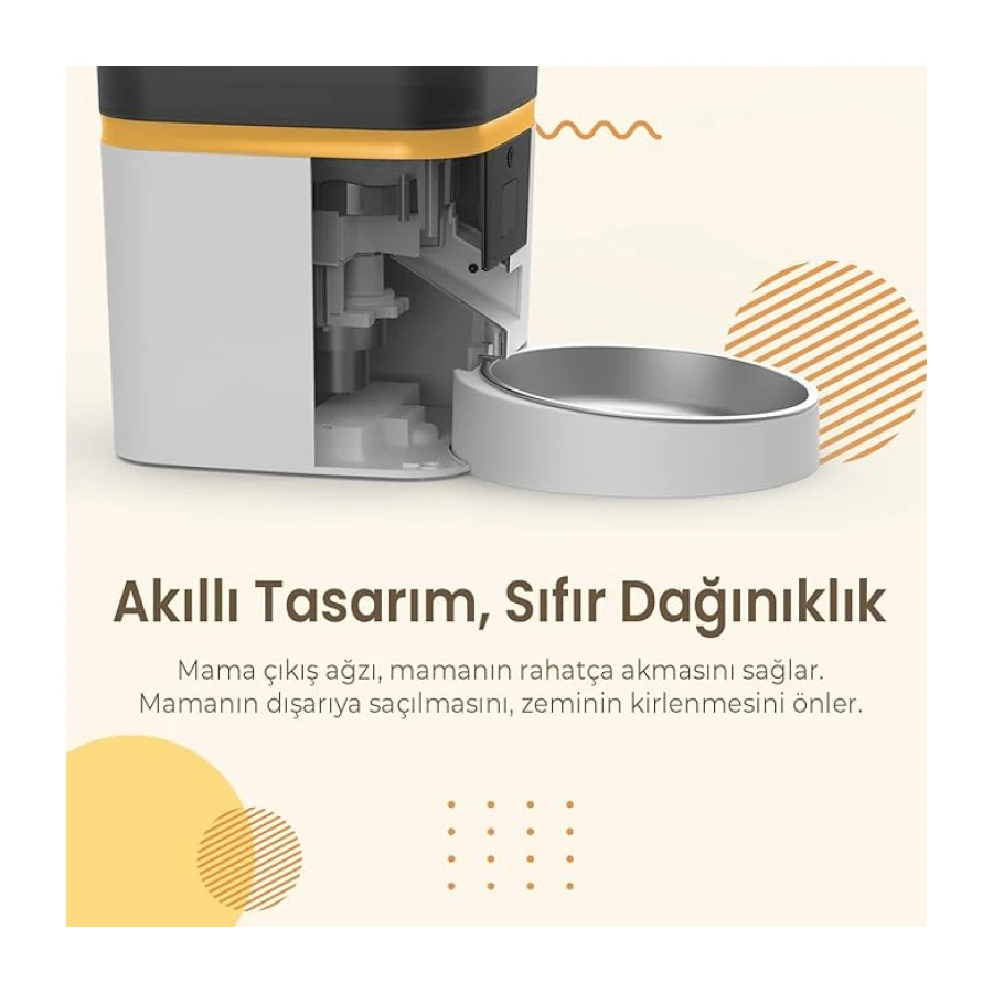 Haustier QQ003-V2 Akıllı Kedi Köpek Otomatik Mama Kabı, Tuya App-Wifi Uzaktan Kontrol, 6lt Hazne
