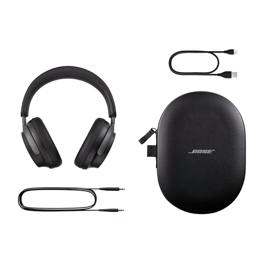Bose QuietComfort Ultra Headphones, Auriculares inalámbricos con cancelación de ruido con audio espacial, Auriculares de diadema con micrófono, Batería de larga duración hasta 24 horas, Negro