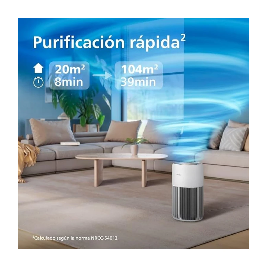Philips 2200 Purificador de Aire HEPA, 104m², Ultrasilencioso 13dB*, Blanco