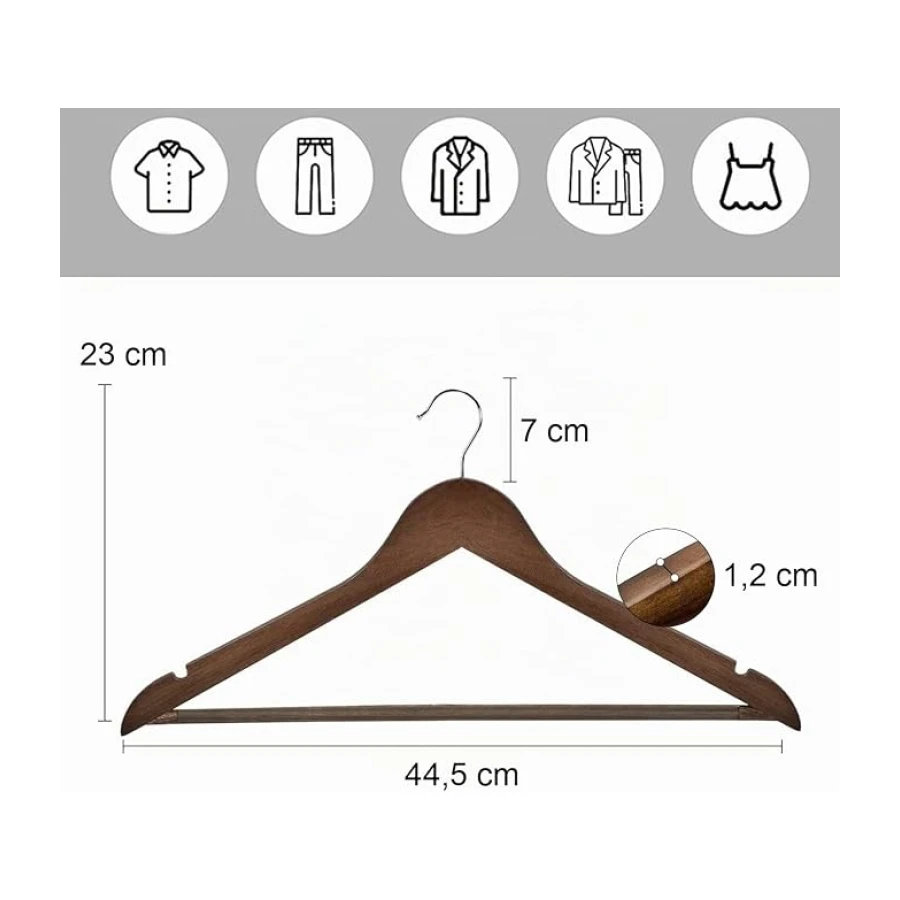 MERCURY TEXTIL - Perchas Ropa de Madera Natural (Marrón, 40 Unidades)