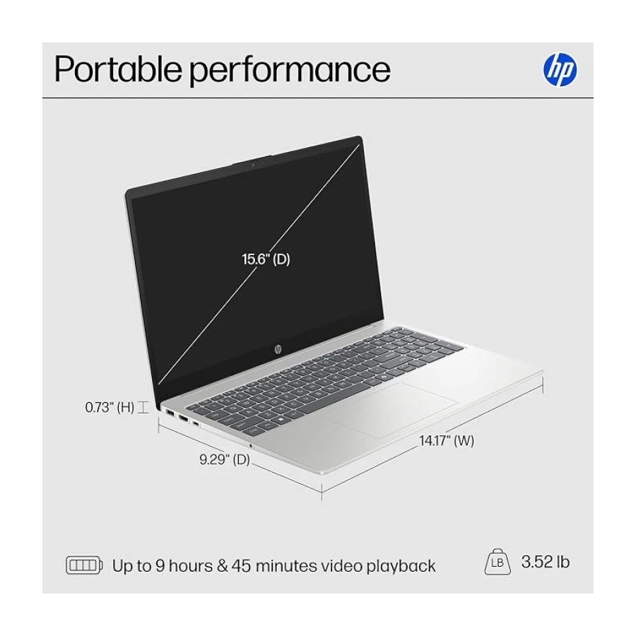 HP Portátil con visualización táctil FHD de 15.6 Pulgadas, Intel 10-Core i7-1355U (hasta 5.0 GHz), 32 GB de RAM, 1 TB SSD