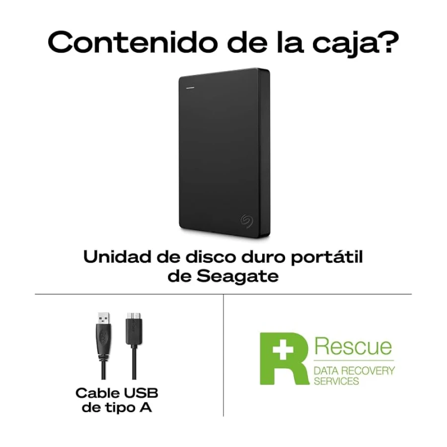 Seagate 2TB Disco Duro Portátil | USB 3.0 (STGX2000400) | Almacenamiento HDD diario. Copia de seguridad plug-and-play. Windows & macOS. Prueba Adobe CC. Garantía 2 años + Rescue