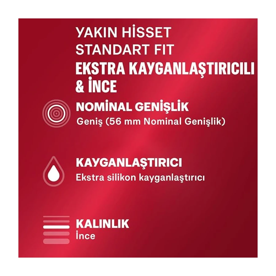 Durex Yakın Hisset İnce Prezervatif 30'lu, Standart Fit