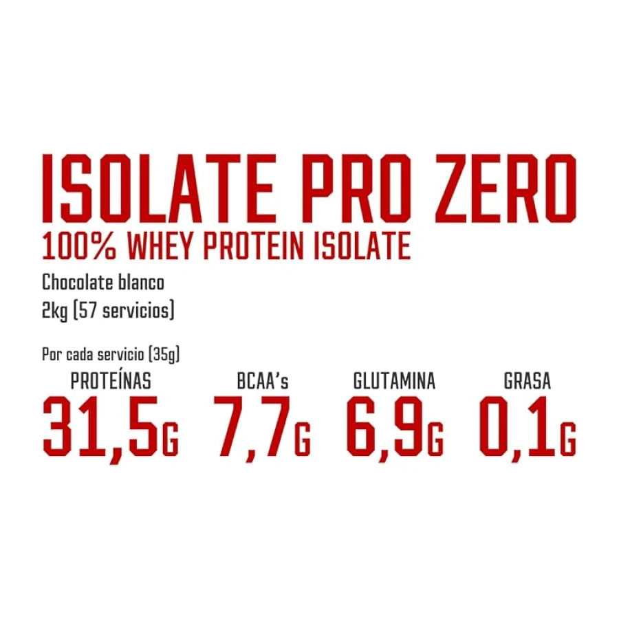 DMI Proteína ISOLATE PRO ZERO - Proteína para Recuperación y Desarrollo Muscular - 100% Aislado de proteína de suero con DigeZyme® y LactoSpore® - Sin Azúcares Añadidos (2 Kg, White Chocolate)