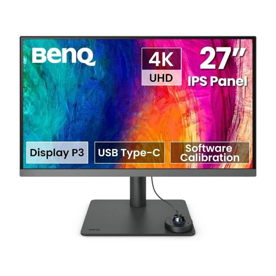 BenQ Creative Pro PD2706U Monitor 4K de 27 Pulgadas, USB-C de 90 W, UHD, P3, DisplayHDR 400, Panel IPS, calibrado fábrica, DualView, Darkroom, Animación, CAD/CAM, ePaper, Hotkey Puck G2 y KVM